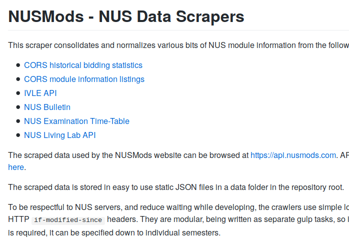 NUSMods Scrapers